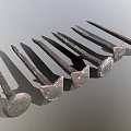 Rusty Old Iron Nails Arranged With Pointed Tips And Round Heads 3d model