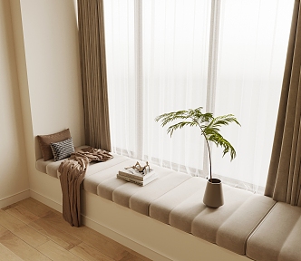 Modern Bay Window Sill Curtain 3d model