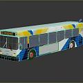 Modern City Bus with White Blue Yellow Geometric Patterns and Route 51 Woodside