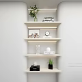 Modern Wall Mounted Shelf Design With Layered Storage Plants Books And LED Lights