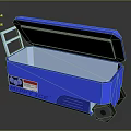 Portable Blue Electronic Cooler With Open Lid Illuminated Interior And Wheels