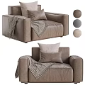 Single Seater Sofa Featuring Soft Fabric Checkered Blanket Cushion Pillows With Multiple Color Options 3d model