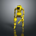 Yellow Robotic Character With Mechanical Arms Legs And Metallic Body Structure