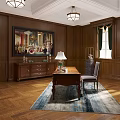 Elegant Leisure Area Interior With Bar Counter Stools Ceiling Lights And Decorative Paintings