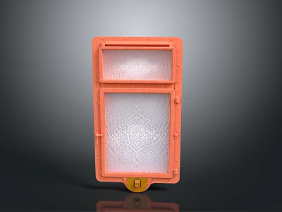 Modern Orange Storage Cabinet With Two Compartments Transparent Panel Doors And Gold Casters 3d model