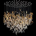 Elegant Leaf Shaped Chandelier Modern Decorative Design With Gold Silver Metal Leaves And Crystal Accents