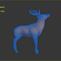 Copper Deer Statue with Antlers in Standing Pose on Reflective Background 3d model
