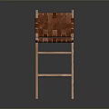 Wooden Bar Stool With Woven Brown Seat Backrest And Light Wooden Legs