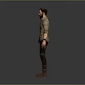 Male Adventurer Character With Khaki Shirt Ripped Pants And Brown Boots Design