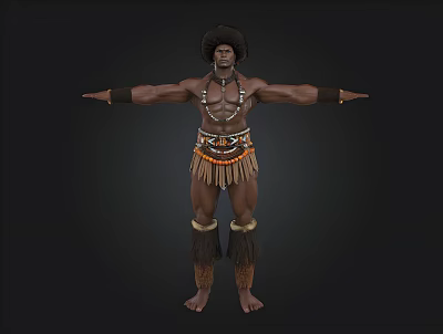 African Male Black Primitive Tribe Man 3d model