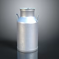 Silver Metal Milk Can With Two Handles And Smooth Surface On Dark Background