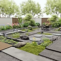 Beautiful Courtyard Garden With Outdoor Furniture Stone Pathway And Water Feature