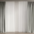 Dark Gray Curtains With White Sheer Layers For Modern Window Design 3d model