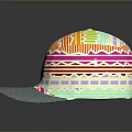 Colorful Hat With Geometric Wavy Patterns And Gray Brim Daily Product
