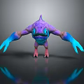 Fantasy Creature Character 3D Model With Purple Body Blue Arms Large Eyes And Reflection