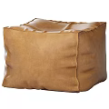 Comfortable Brown Leather Square Ottoman With Soft Wrinkled Surface For Home Decor 3d model