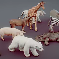 Various Plastic Animal Toy Figures Including Giraffe Tiger Zebra And Crocodile