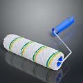 Durable Hardware Tool Paint Roller With White Yellow Green Stripes And Blue Handle 3d model