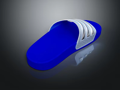 Casual Blue Slippers With White Straps Comfortable Footwear Design For Daily Wear 3d model