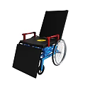 Black Seat Wheelchair With Red Armrests Blue Frame Black Footrest And White Wheels