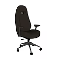 Brown Leather Office Chair With Swivel Base Armrests And Modern Design