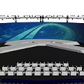 Modern Tech Stage Design With Blue Lighting Large Screen And Seats Arrangement 3d model