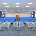 School Auditorium Featuring Blue Seats Large Screen Bright Lighting And Windows 3d model