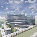 modern office building multi-storey office building 3d model
