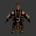Detailed Toy Character And Mythical Creature Design With Brown Gold Armor Belt And Boots