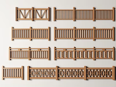 Wooden Railings With Various Decorative Patterns And Traditional And Modern Designs 3d model