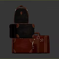 Red And Black Leather Suitcases Stacked In Various Sizes For Travel Essentials