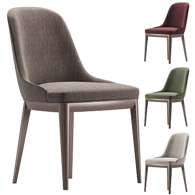 Stylish Modern Fabric Upholstered Single Chair With Wooden Legs In Multiple Colors 3d model
