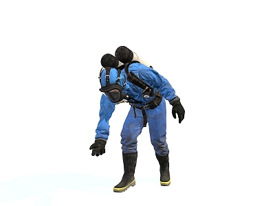 Chemical protective clothing, rescue workers, biochemical clothing, gas masks, armed soldiers 3d model