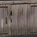 Authentic Vintage Wooden Double Doors Showcasing Visible Wood Grain And Metal Hinges