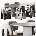 Modern Solid Wood Dining Table And Soft Upholstered Chair Combination For Stylish Home Dining Room