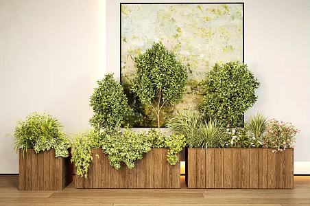 Anticorrosive Wooden Flower Box Wooden Flower Box Outdoor Flower Box Plant Flower Box Green Plant Flower Box 3d model