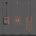Three Copper Cage Pendant Lights For Modern Minimalist Interior Design