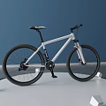 Minimalist Mountain Bicycle With White Frame And Black Wheels In Indoor Studio