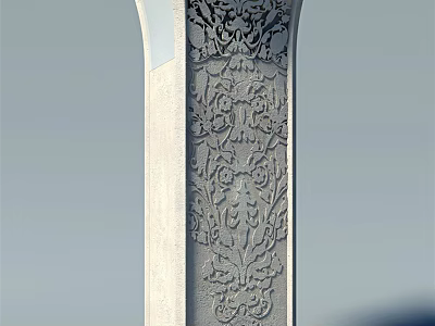 Ornate Outdoor Light Pillar With Intricate Carved Patterns For Garden Decoration 3d model