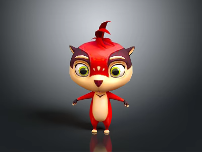 Cute 3D Animated Cartoon Character With Red Fur Big Yellow Eyes And White Belly 3d model