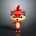Cute 3D Animated Cartoon Character With Red Fur Big Yellow Eyes And White Belly