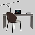 Minimalist Modern Desk Setup With Laptop Books Black Desk Lamp And Chair