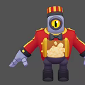 Game and Movie Character Wearing Red Coat Black Bow Tie With Popcorn Chest And Large Eye