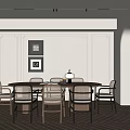 Elegant Restaurant Interior Design With Dining Table Chairs Wall Art And Lighting