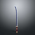 Traditional Samurai Sword With Blue Blade Red Handle And Golden Accents