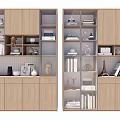 Modern Wooden Bookshelf Interior Design With Multiple Shelves Books Decorative Sculptures And Ornaments
