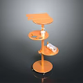 Orange Multi Tier Round Trolley with Wheels Cup Holder and Paper Roll Holder