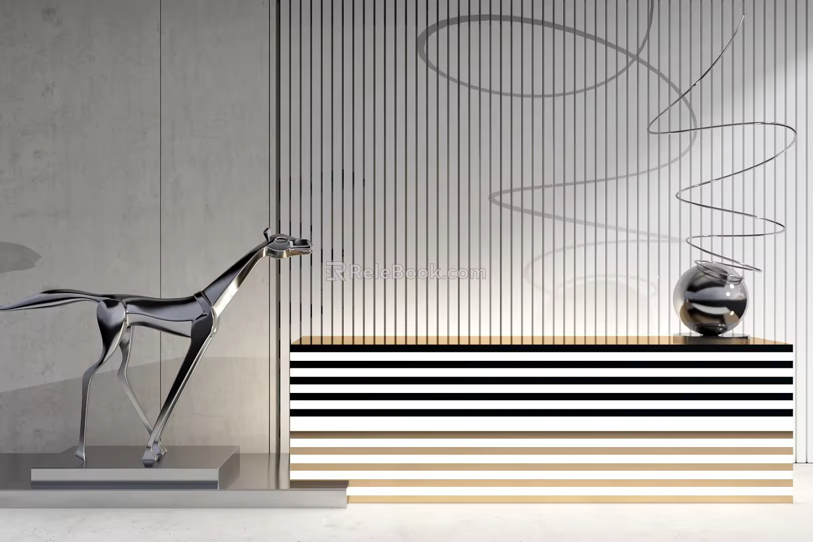 Modern Reception Desk Reception Desk Sculpture Ornaments 3d model