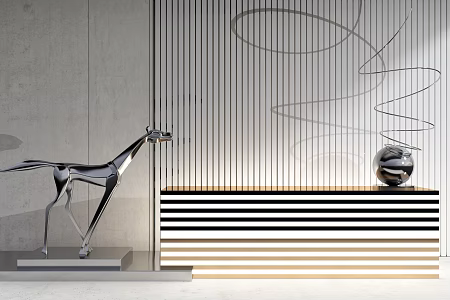 Modern Reception Desk Reception Desk Sculpture Ornaments 3d model