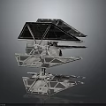 Multi layered Interstellar Spaceship Featuring Complex Geometric Design For Cosmic Exploration 3d model